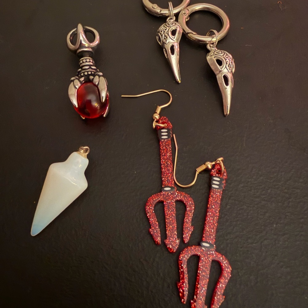 Edgy Red + Silver Jewelry Lot